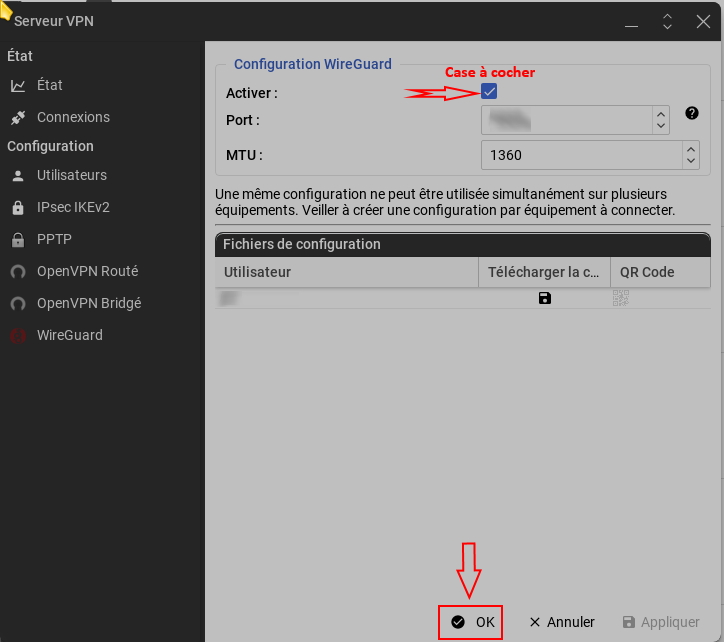 Activation du serveur Wireguard