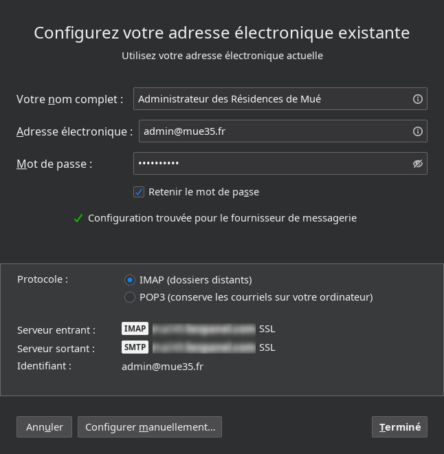 Recherche du mode de connexion au compte.