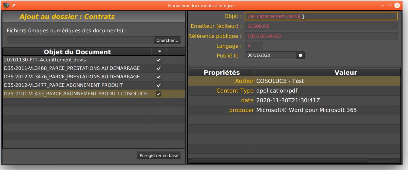 Modification d'une caractéristique.