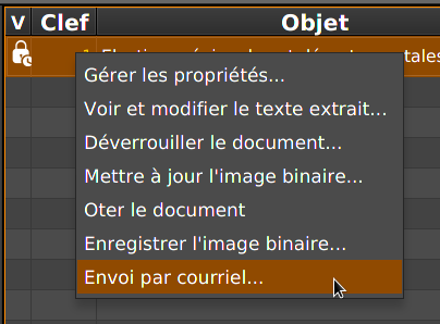 Appel du menu contextuel.